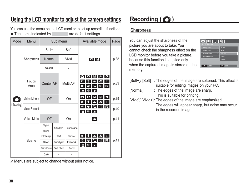 Sharpness | Samsung BL1050 User Manual | Page 39 / 94