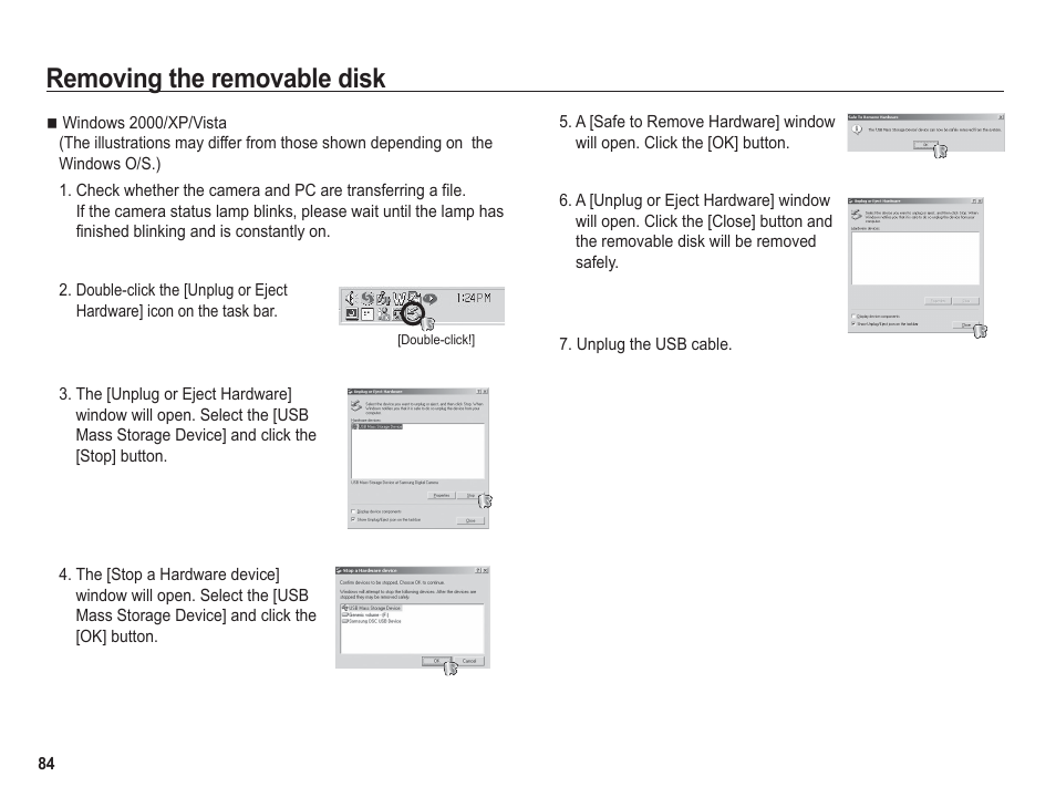 Removing the removable disk | Samsung BL1050 User Manual | Page 85 / 94