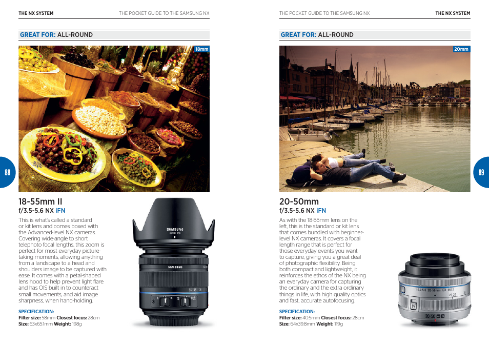 55mm ii, 50mm | Samsung Digital Camera User Manual | Page 45 / 46