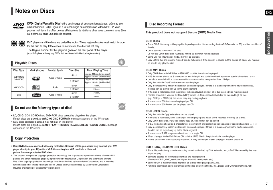Notes on discs | Samsung AH68-01963S User Manual | Page 4 / 31