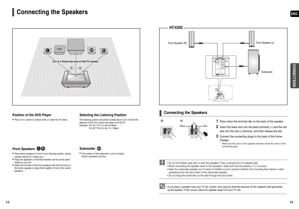 Connecting the speakers | Samsung AH68-01963S User Manual | Page 7 / 31