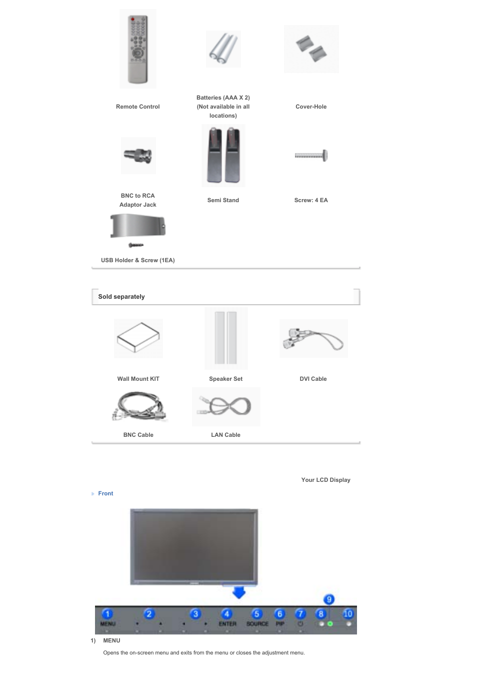 Your lcd display | Samsung 460DXN User Manual | Page 12 / 176