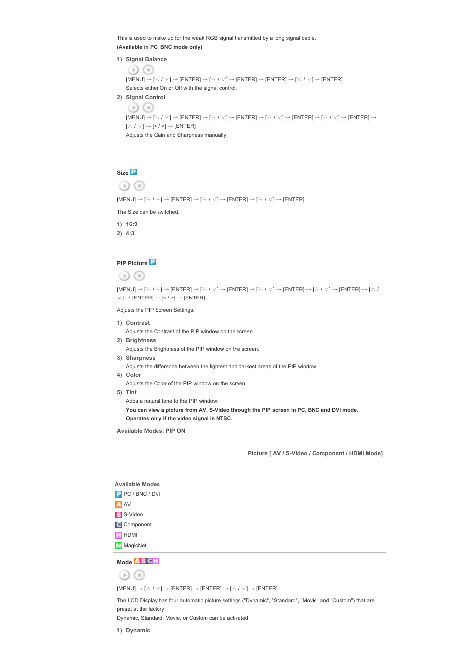 Picture [ av / s-video / component / hdmi mode | Samsung 460DXN User Manual | Page 144 / 176