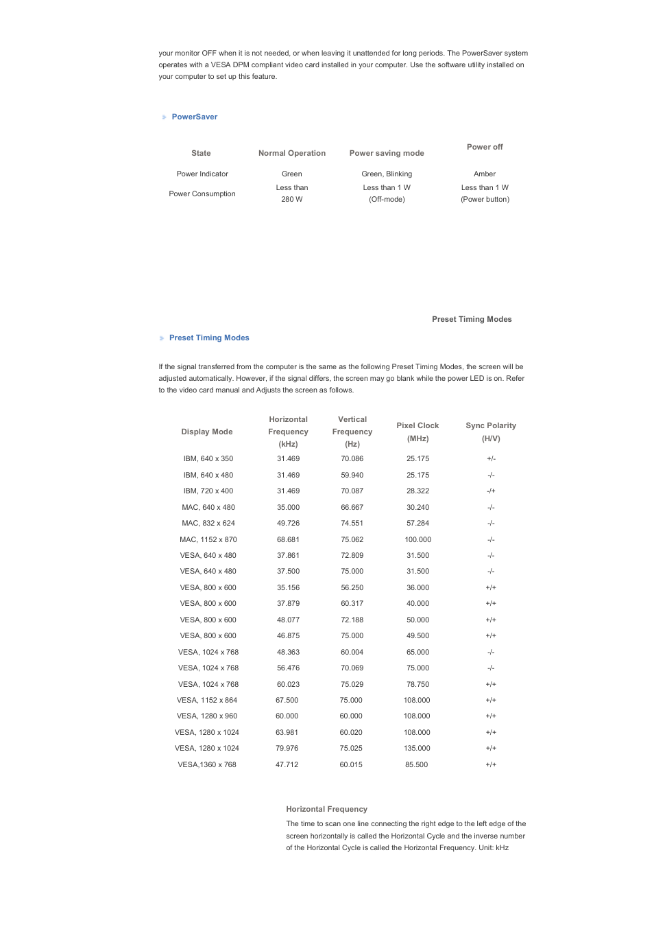 Preset timing modes | Samsung 460DXN User Manual | Page 163 / 176