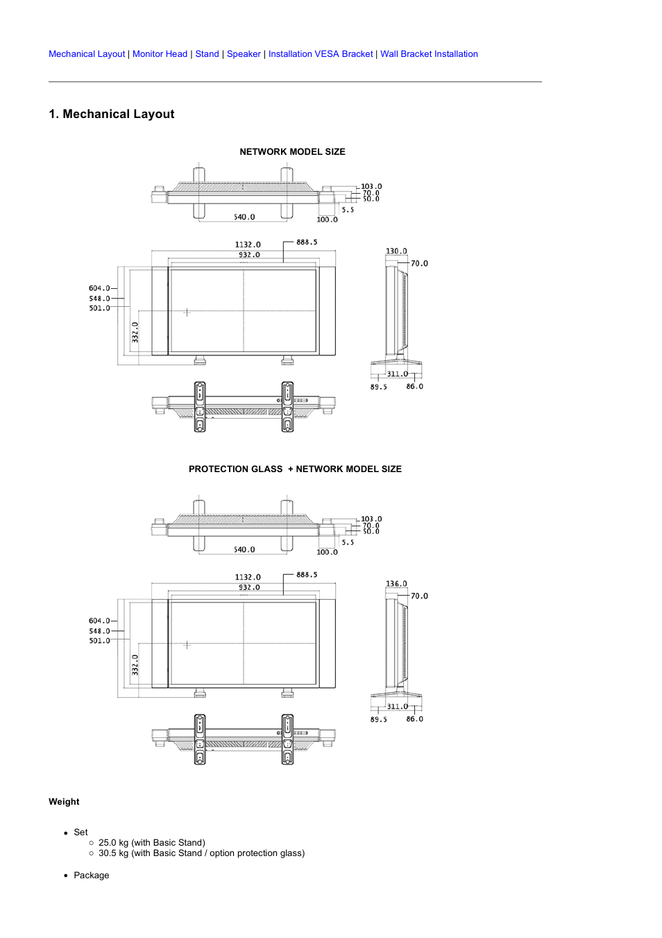 Mechanical layout, Syncmaster 400dxn | Samsung 460DXN User Manual | Page 19 / 176