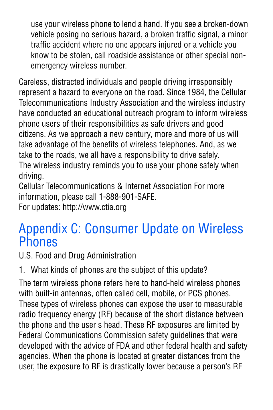 Appendix c: consumer update on wireless phones | Samsung SGH-C327 User Manual | Page 131 / 150