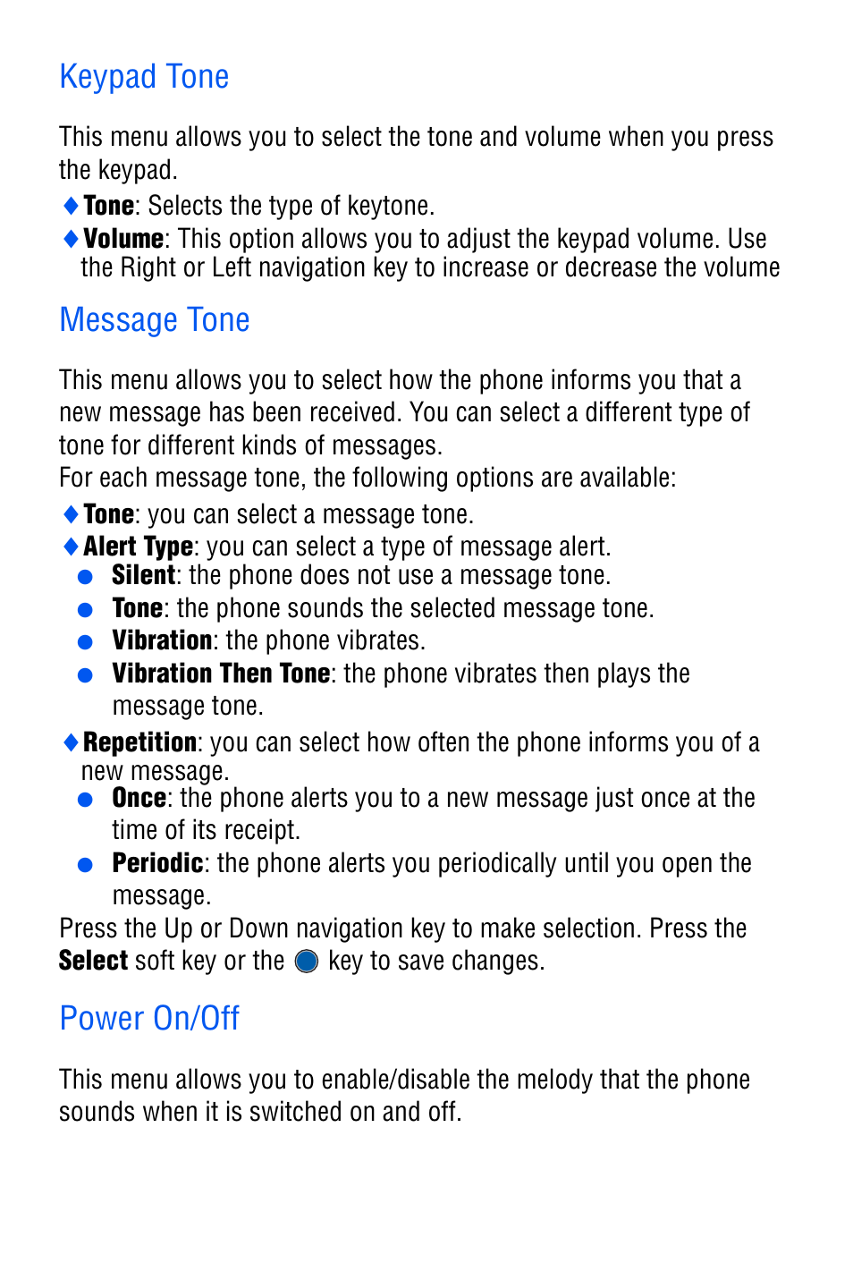 Keypad tone, Message tone, Power on/off | Samsung SGH-C327 User Manual | Page 93 / 150