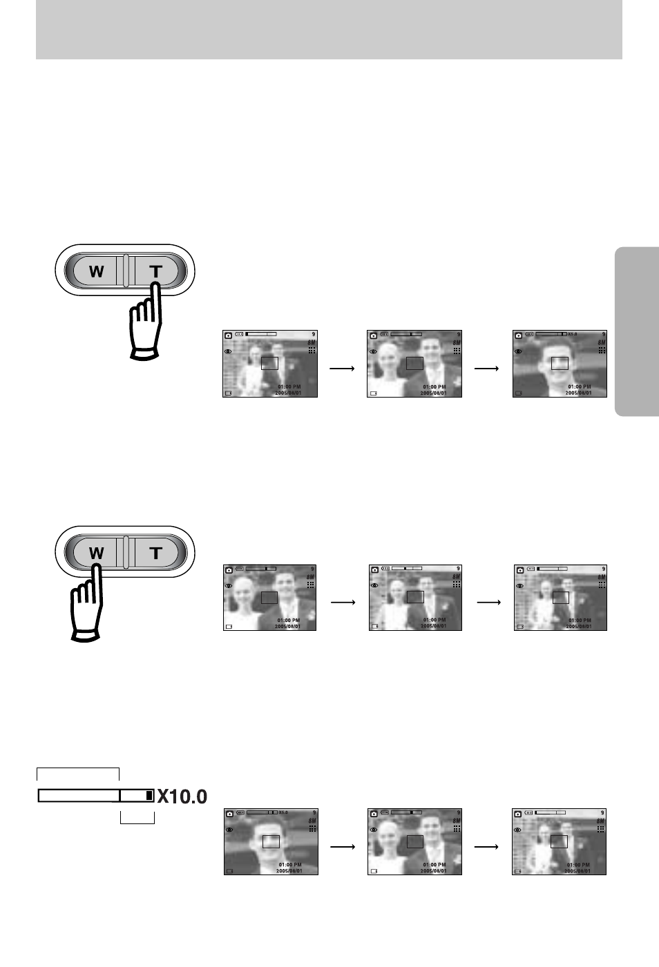 Zoom w/t button | Samsung Digimax V800 User Manual | Page 29 / 144