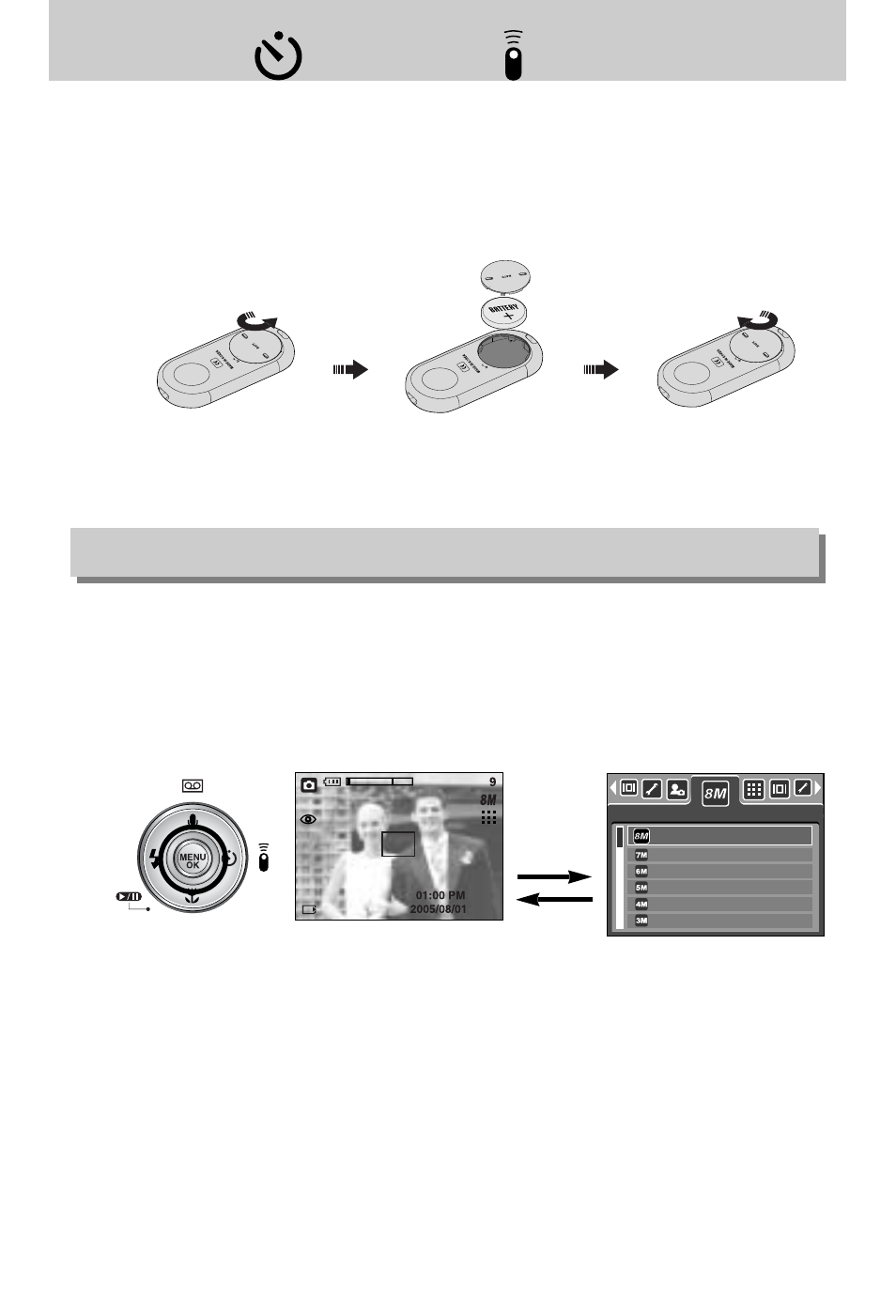 Self-timer( )/ remote ( )/ right button, Menu/ ok button | Samsung Digimax V800 User Manual | Page 38 / 144