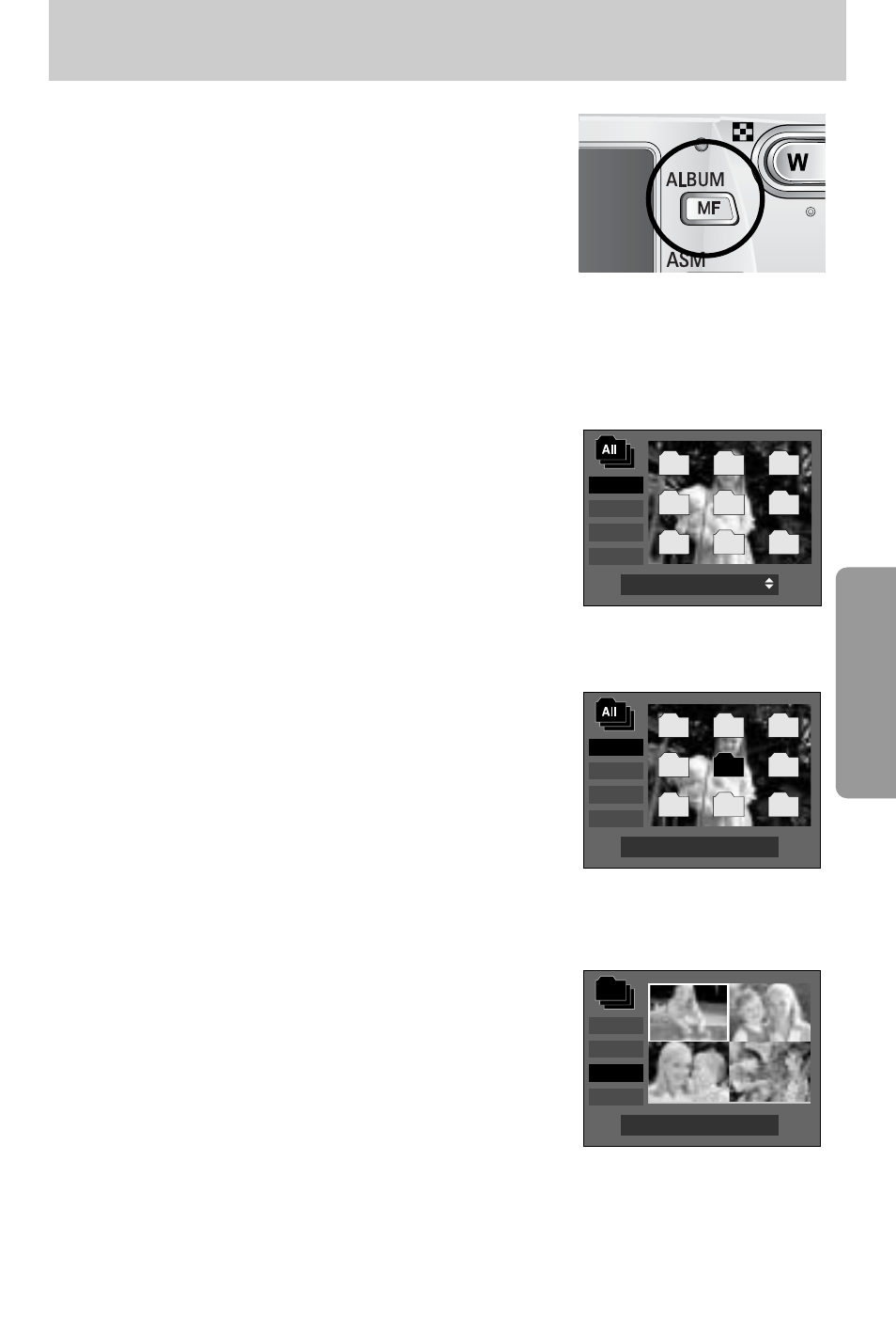 Album button (mf button) | Samsung Digimax V800 User Manual | Page 71 / 144