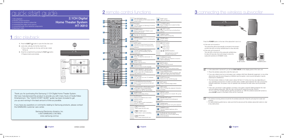 Samsung HT-X810 User Manual | 2 pages