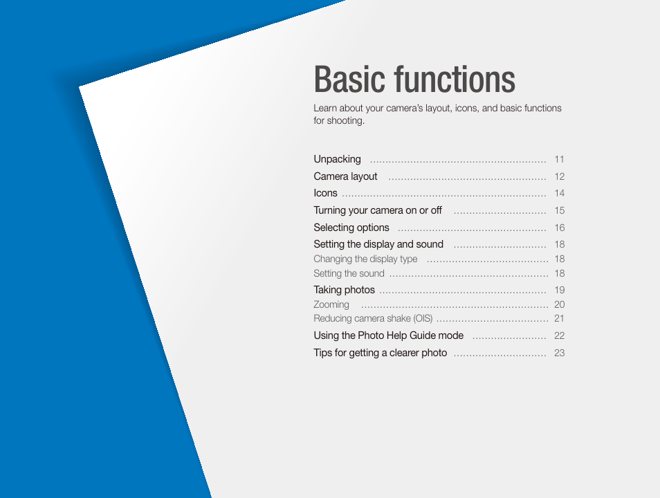 Basic functions | Samsung SL720 User Manual | Page 11 / 96