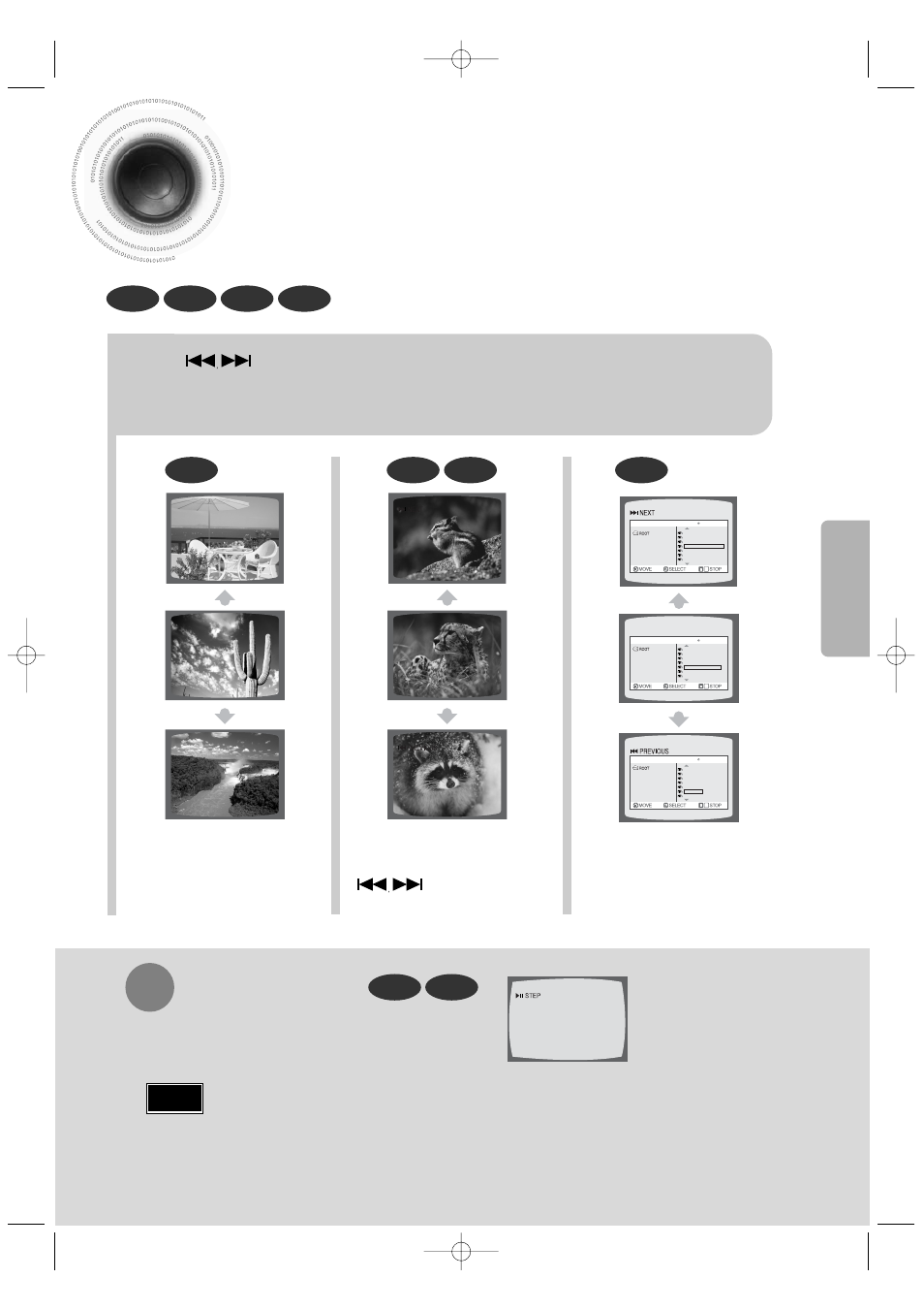 Skipping scenes/songs, Skipping scenes/songs 26, Press button | Playing frame by frame, Opera tion | Samsung HT-DB400M User Manual | Page 27 / 56