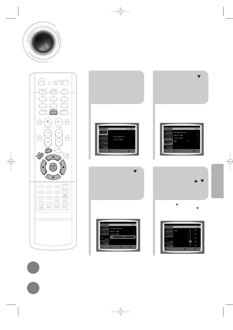 Setting the drc (dynamic range compression), Setting the drc, Dynamic range compression) | Samsung HT-DB400M User Manual | Page 47 / 56