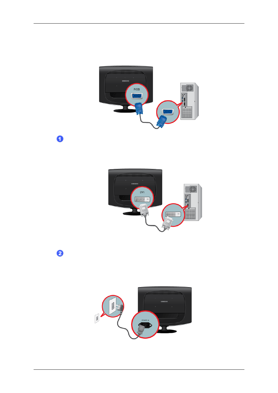 Connections, Connecting cables | Samsung 2233GW User Manual | Page 14 / 196