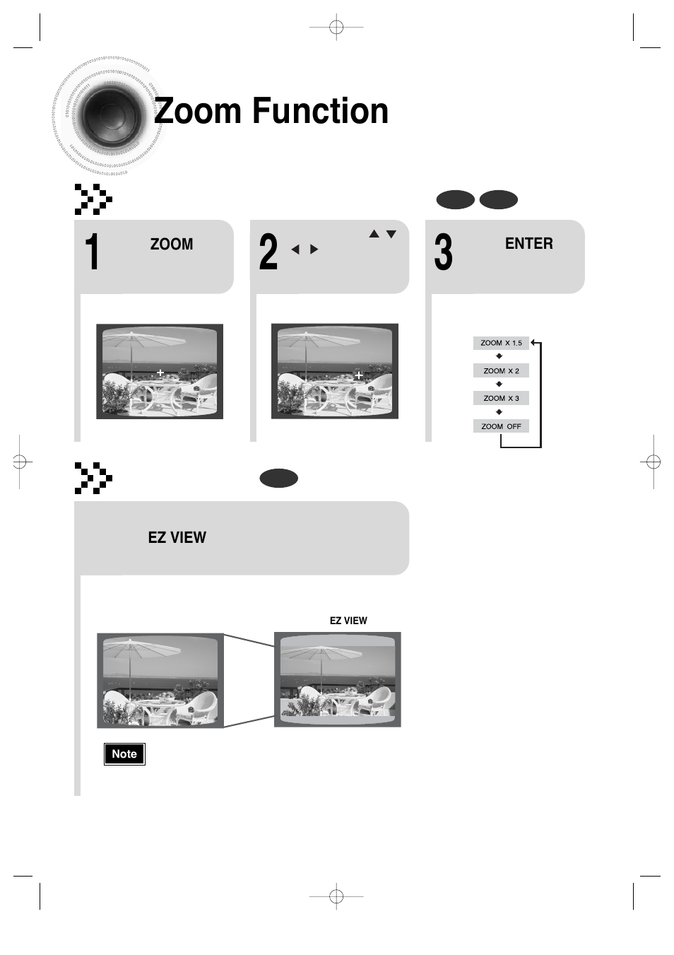 Zoom function, Zoom (screen enlarge) function, Aspect ratio | Samsung HT-DS660 User Manual | Page 36 / 82