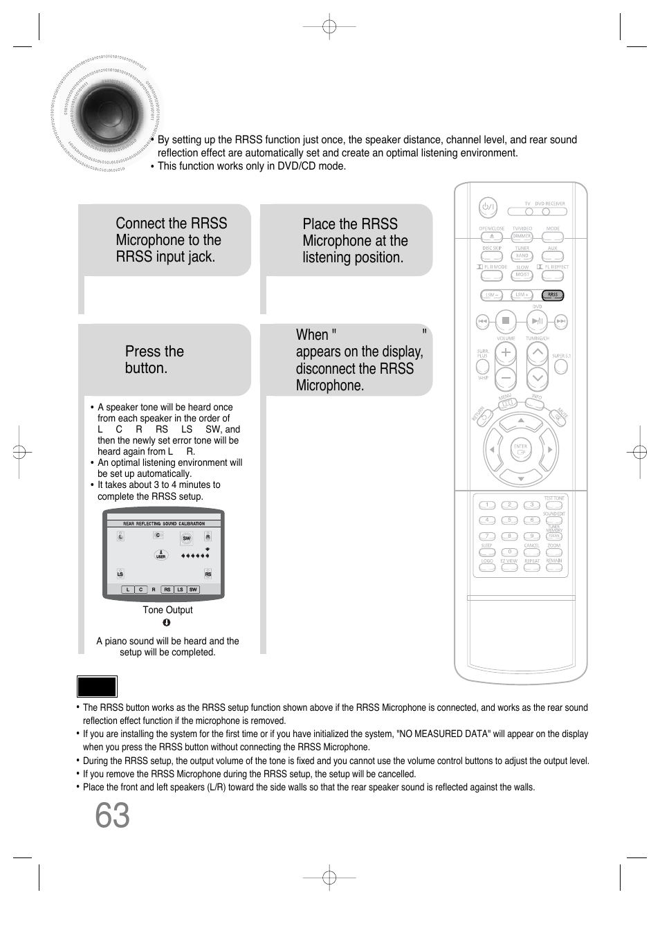 Setting the rrss(rear reflecting surround system), 63 setting the rrss, Rear reflecting surround system) | Samsung HT-DS660 User Manual | Page 64 / 82