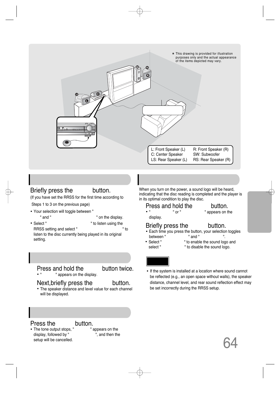 Press and hold the rrss button, Briefly press the rrss button, Next,briefly press the rrss button | Samsung HT-DS660 User Manual | Page 65 / 82