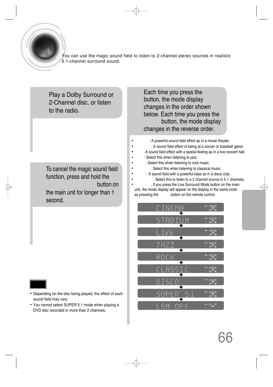 Live surround mode | Samsung HT-DS660 User Manual | Page 67 / 82