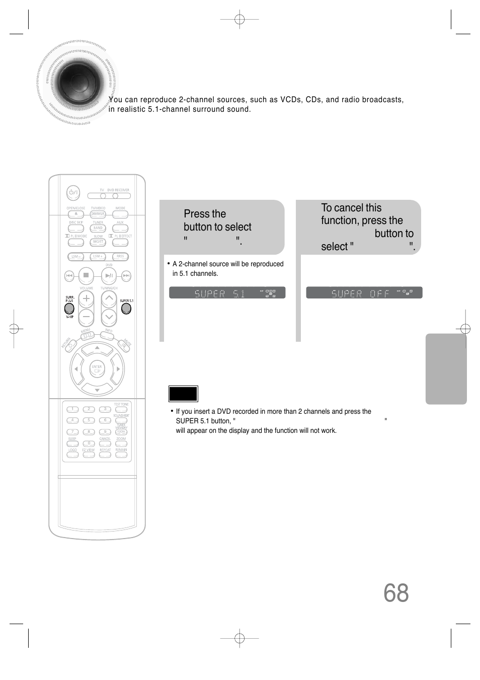 Super 5.1, 68 super 5.1 | Samsung HT-DS660 User Manual | Page 69 / 82