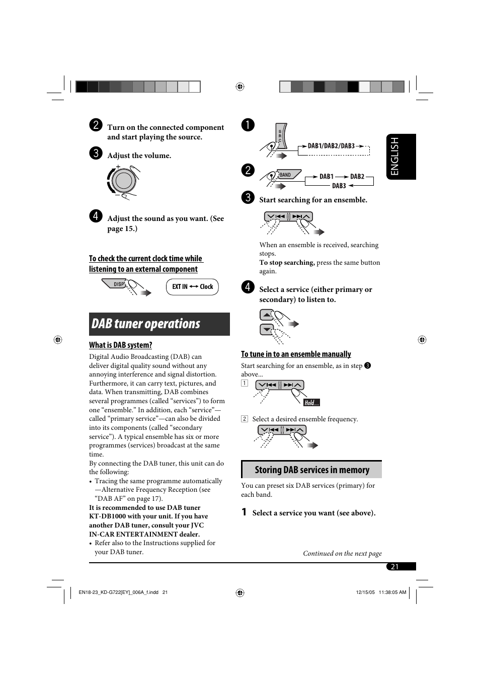 Dab tuner operations | JVC KD-G721  RU User Manual | Page 21 / 86