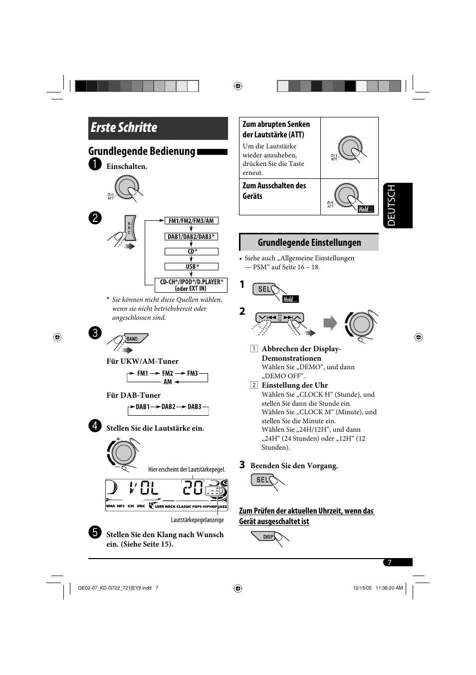 Erste schritte, Grundlegende bedienung | JVC KD-G721  RU User Manual | Page 35 / 86