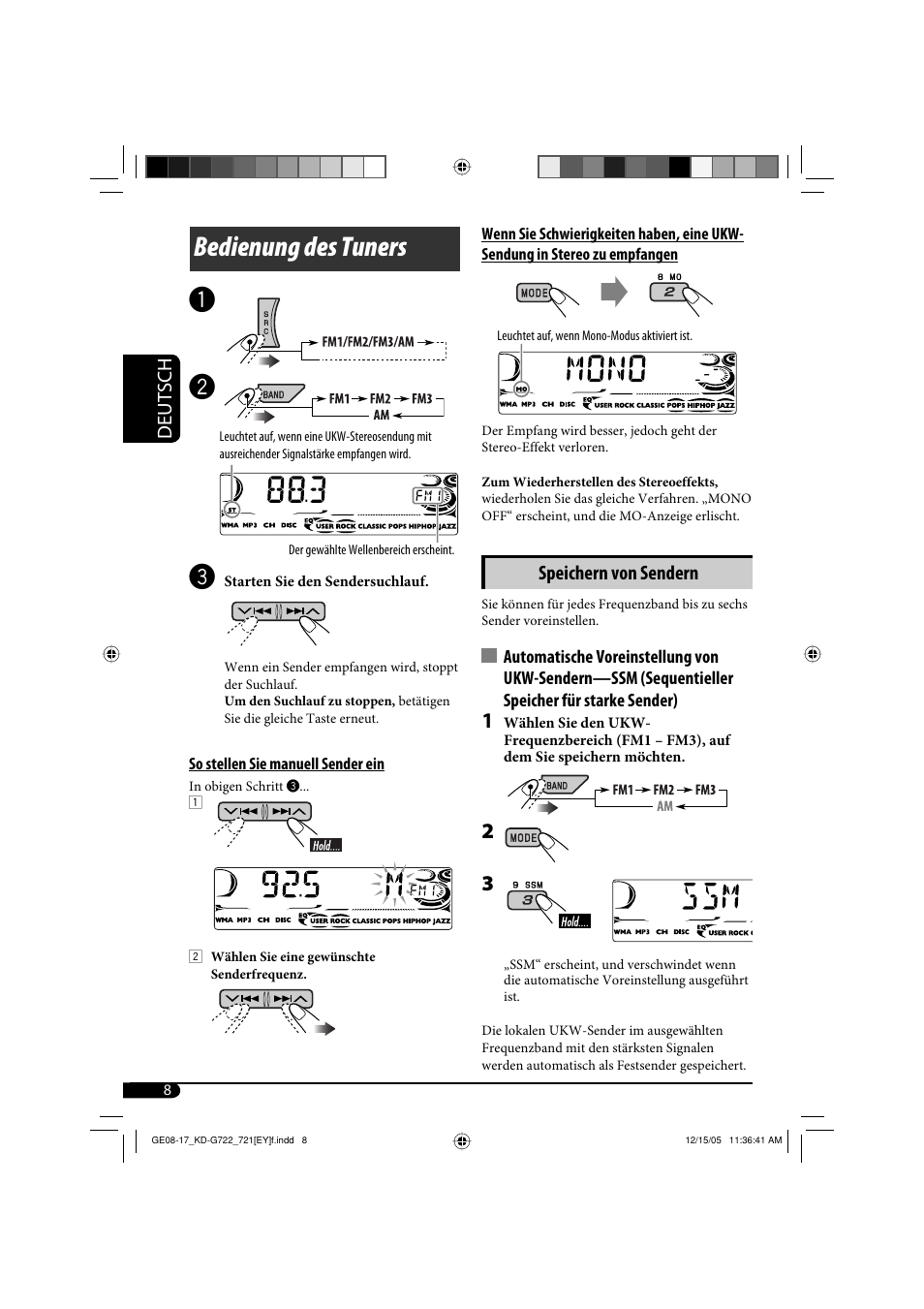 Bedienung des tuners | JVC KD-G721  RU User Manual | Page 36 / 86