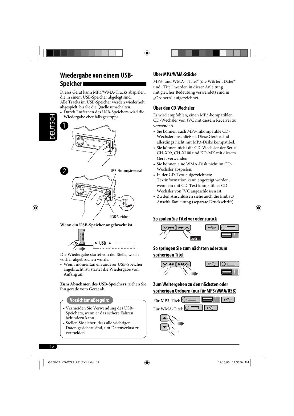 Wiedergabe von einem usb- speicher, Deutsch | JVC KD-G721  RU User Manual | Page 40 / 86