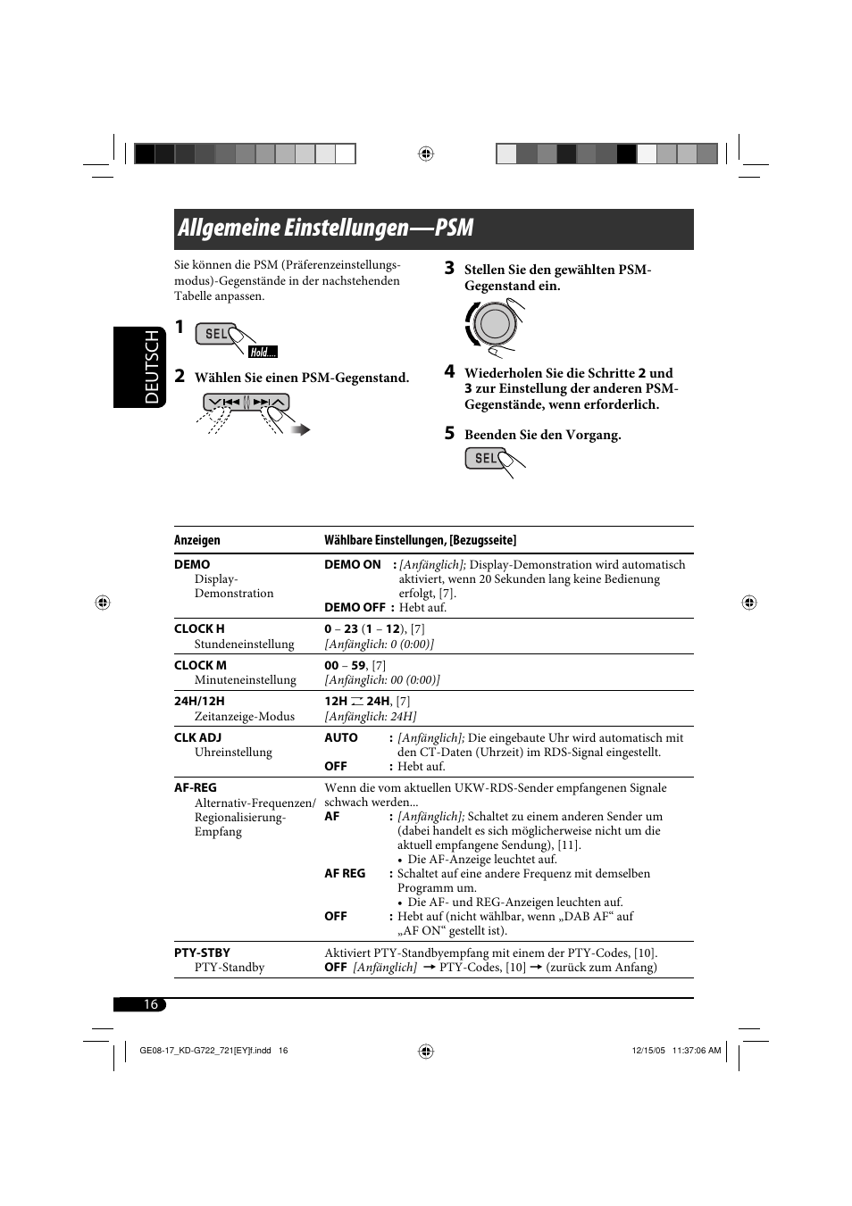 Allgemeine einstellungen—psm, Deutsch | JVC KD-G721  RU User Manual | Page 44 / 86