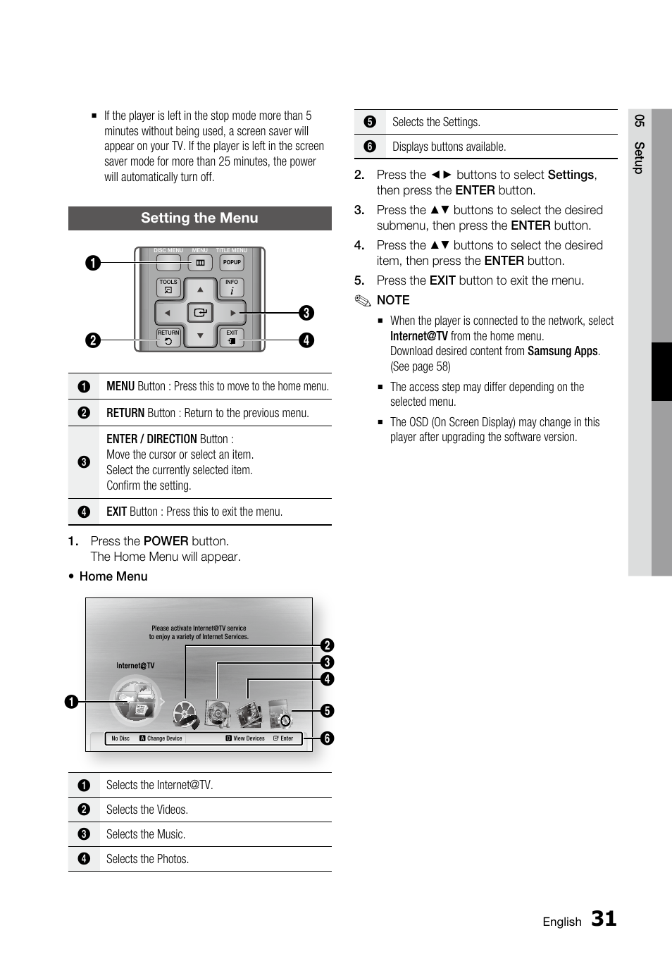 Setting the menu | Samsung BD-C6800 User Manual | Page 31 / 71