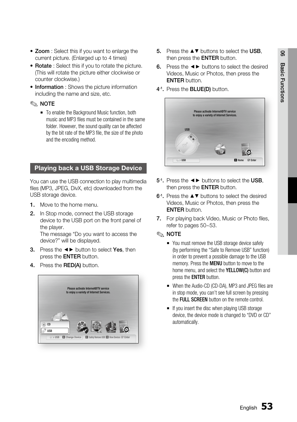 Playing back a usb storage device | Samsung BD-C6800 User Manual | Page 53 / 71