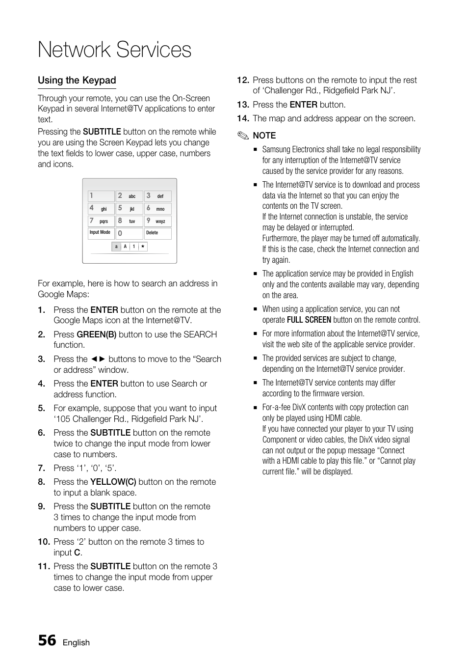 Network services | Samsung BD-C6800 User Manual | Page 56 / 71
