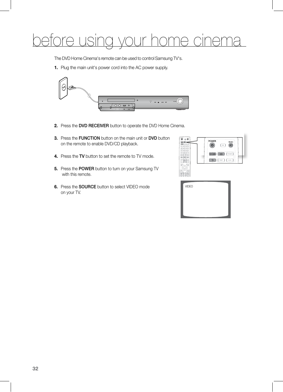 Before using your home cinema | Samsung HT-TZ325 User Manual | Page 32 / 74