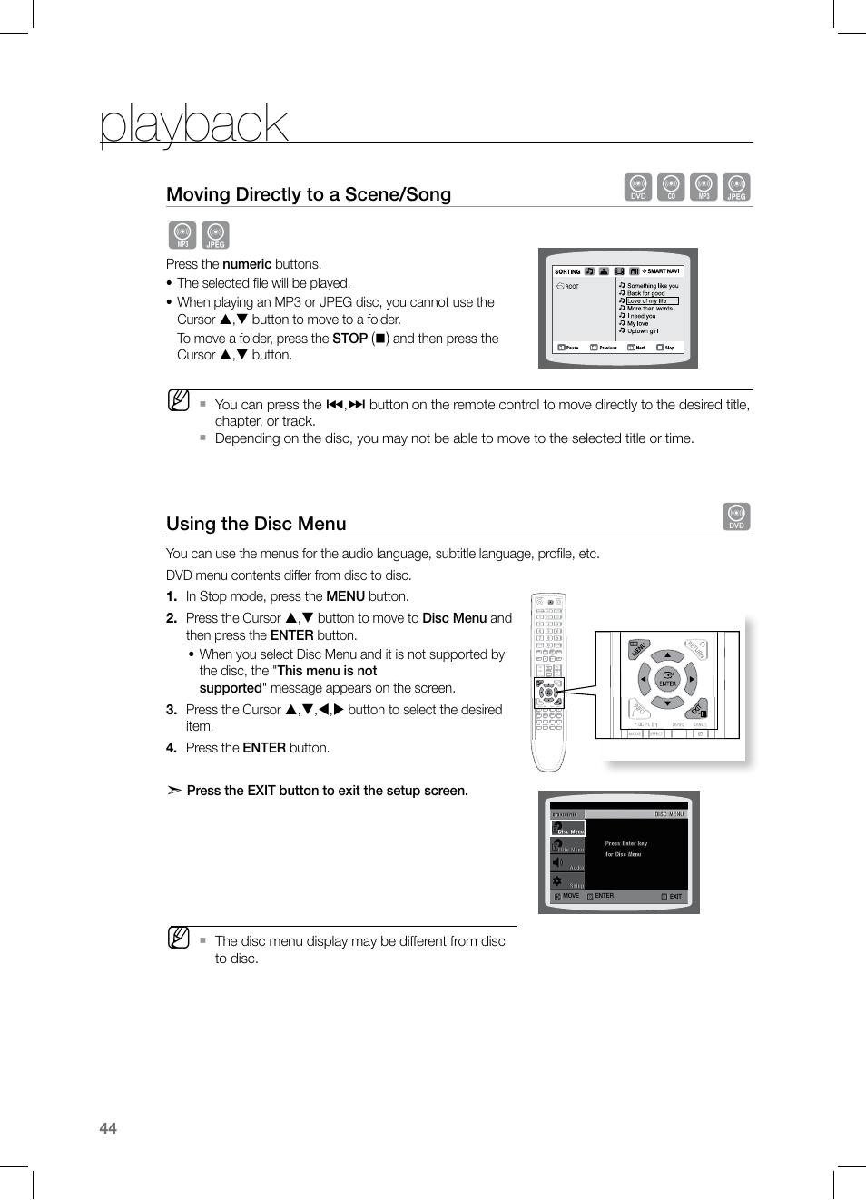 Playback, Dbag ag | Samsung HT-TZ325 User Manual | Page 44 / 74