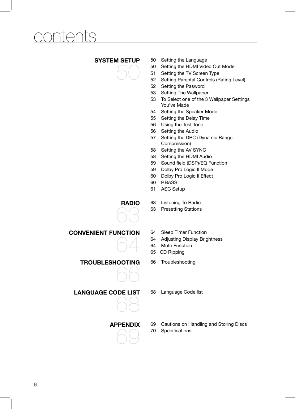 Samsung HT-TZ325 User Manual | Page 6 / 74