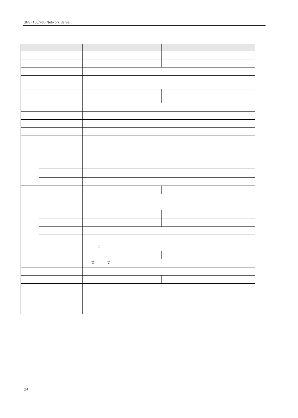 Specifications | Samsung SNS-100/400 User Manual | Page 36 / 38