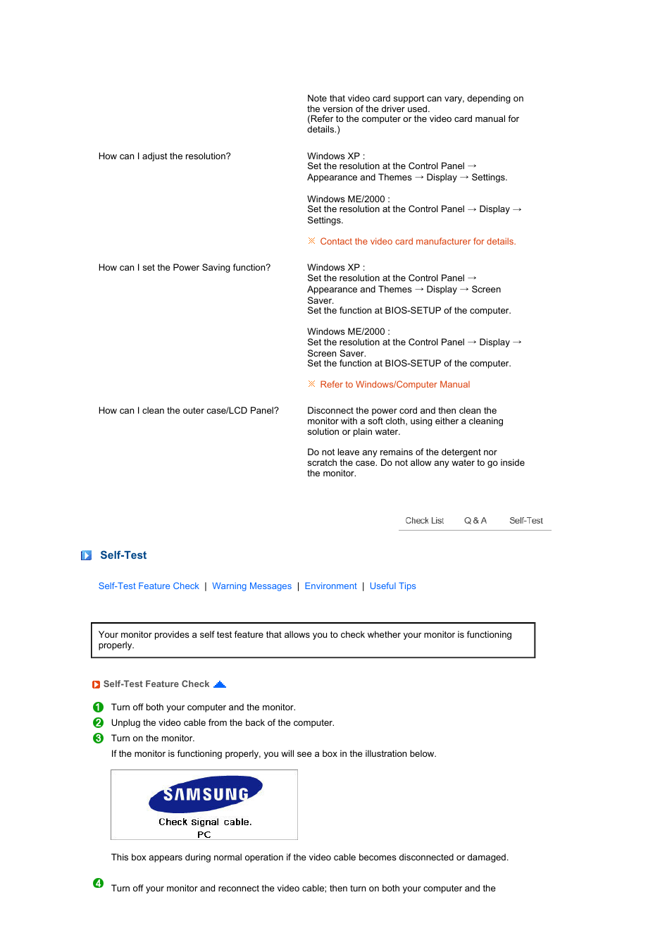 Self-test | Samsung 275TPLUS User Manual | Page 55 / 65