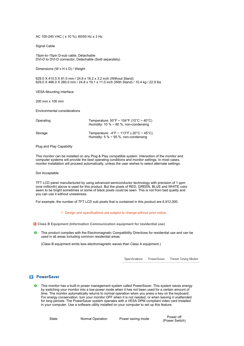 Powersaver | Samsung 275TPLUS User Manual | Page 58 / 65