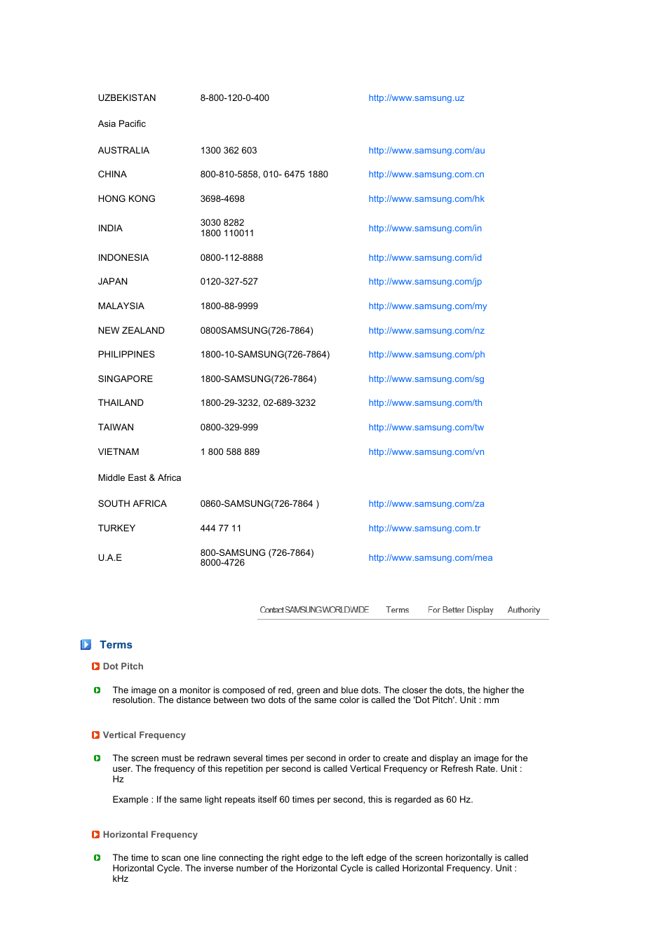 Terms | Samsung 275TPLUS User Manual | Page 63 / 65