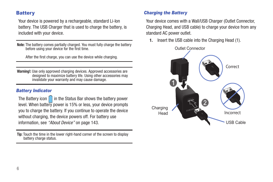 Battery | Samsung 8.9 User Manual | Page 10 / 176