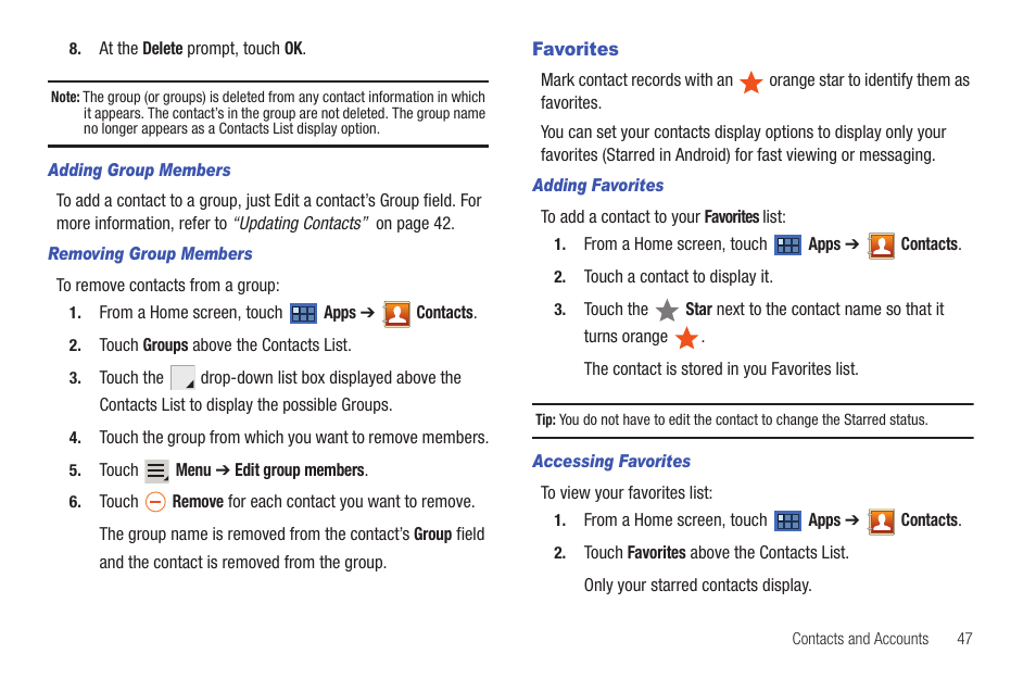 Favorites, For more | Samsung 8.9 User Manual | Page 51 / 176