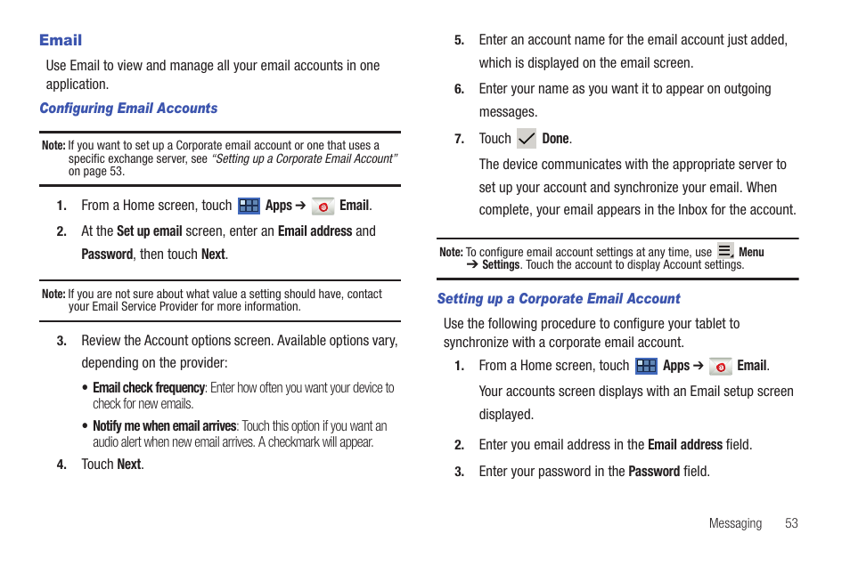 Email | Samsung 8.9 User Manual | Page 57 / 176