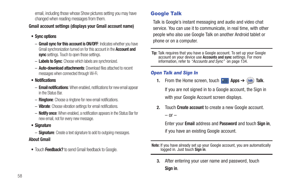 Google talk | Samsung 8.9 User Manual | Page 62 / 176