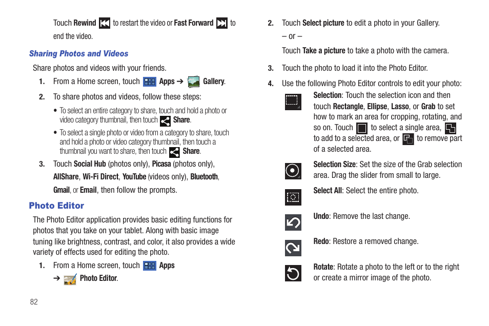 Photo editor | Samsung 8.9 User Manual | Page 86 / 176