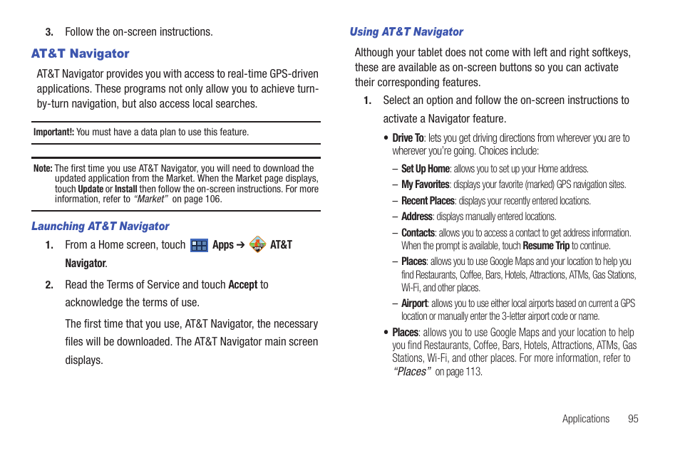 At&t navigator | Samsung 8.9 User Manual | Page 99 / 176