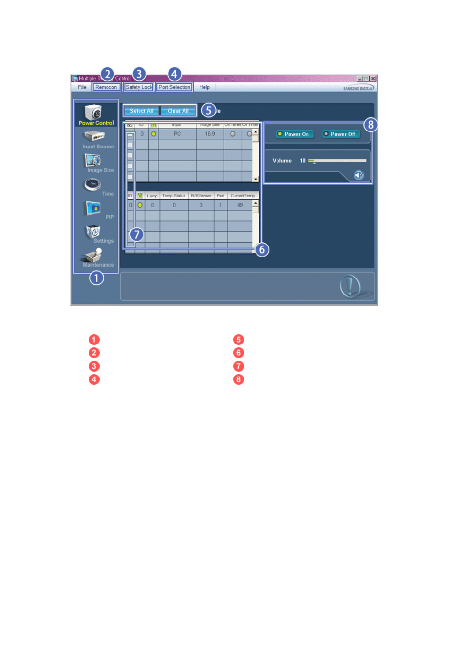 Port selection | Samsung SYNCMASTER 650TS User Manual | Page 43 / 121