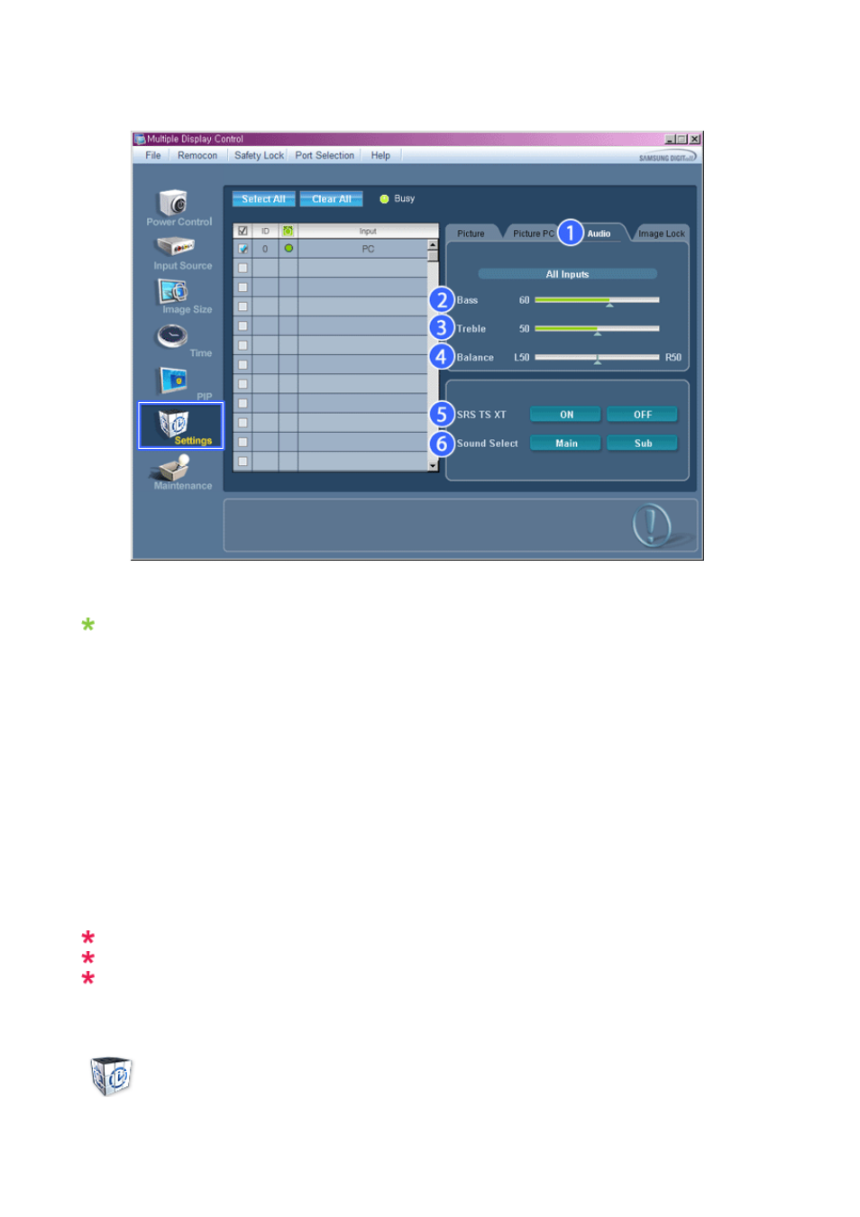 Settings | Samsung SYNCMASTER 650TS User Manual | Page 57 / 121