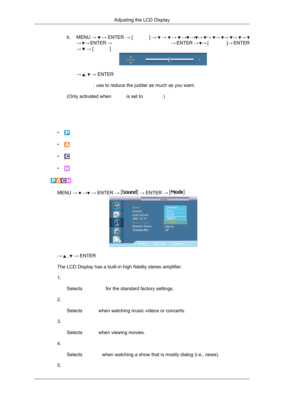 Sound, Mode | Samsung SYNCMASTER 650TS User Manual | Page 85 / 121