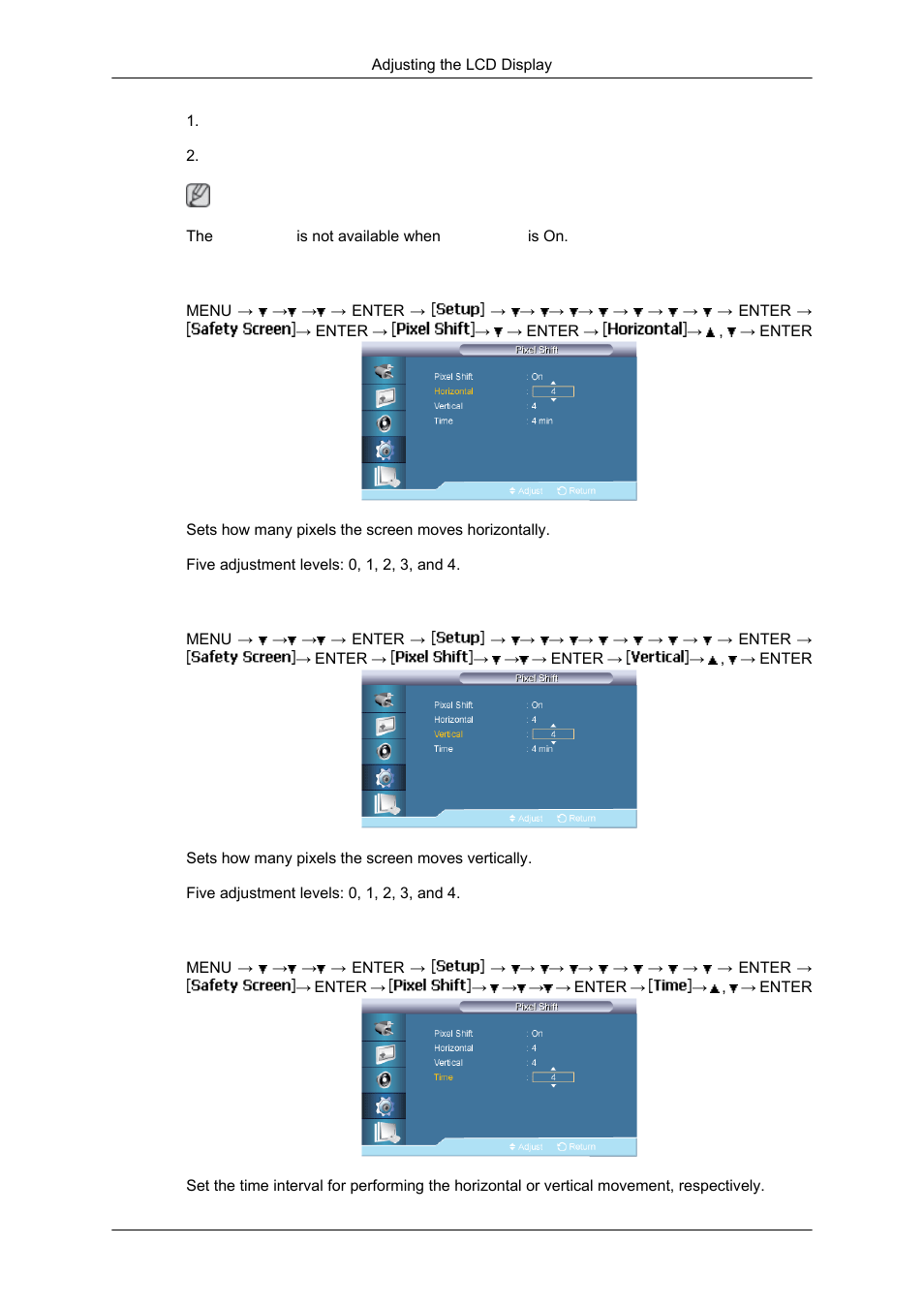 Horizontal, Vertical, Time | Samsung SYNCMASTER 650TS User Manual | Page 95 / 121