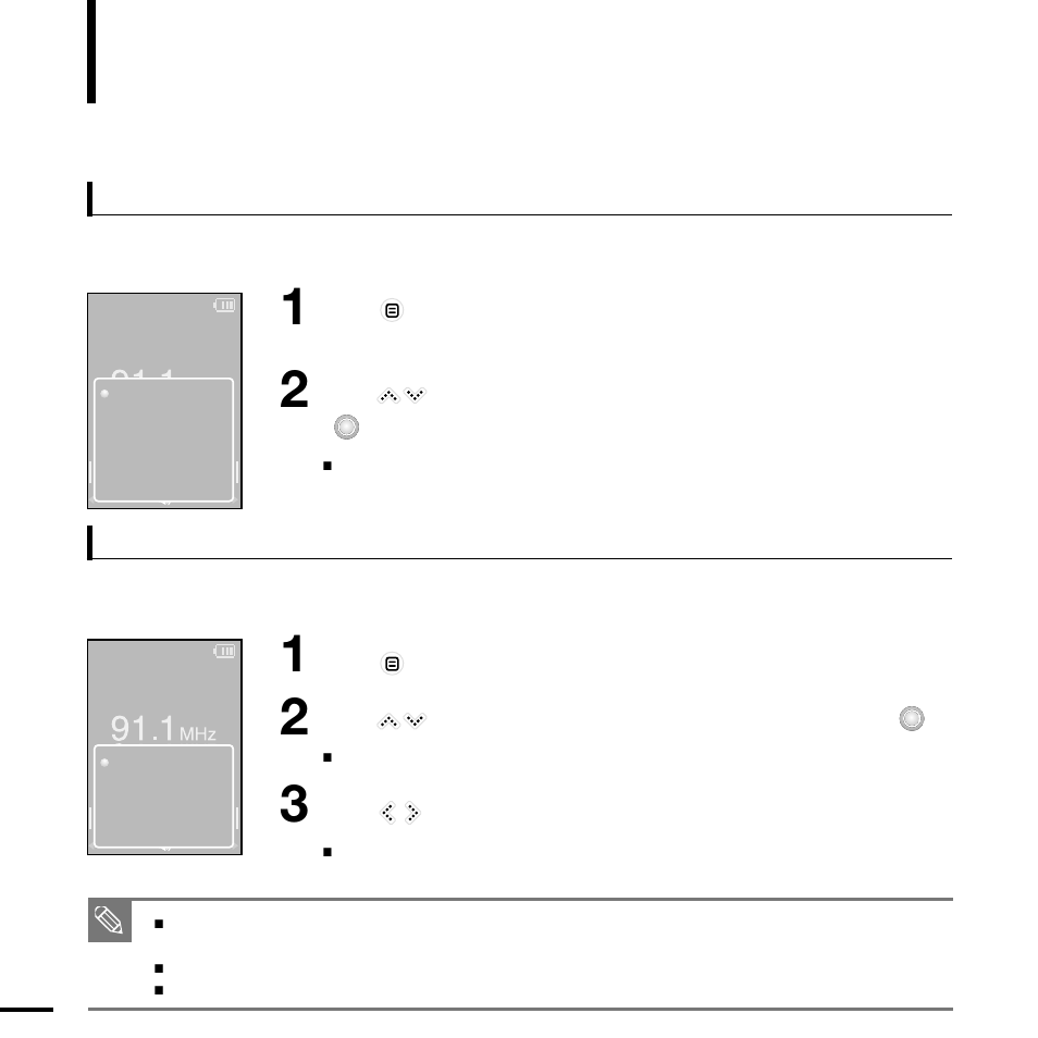 Listening to fm radio (continued), Listening to fm radio, Continued) | Samsung YP-K5AB User Manual | Page 36 / 58